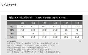 ユニクロサイズチャートキッズ